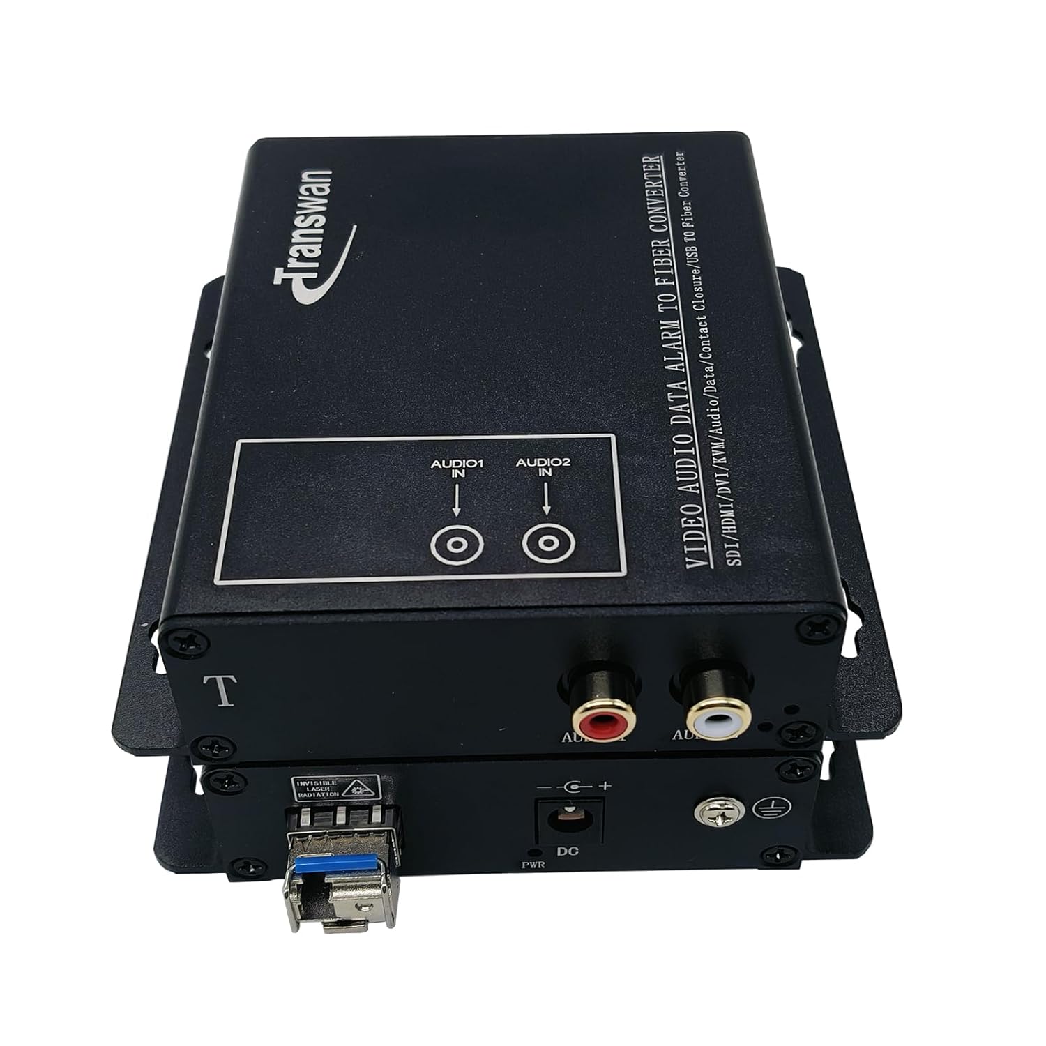 2 Ch RCA Audio Over Optic Fiber Extender with 1 x LC SFP Module, 20 Km Over SMF or 2km Over MMF, Supports 24 & 16-Bit Digitally Encoded Analog Audio