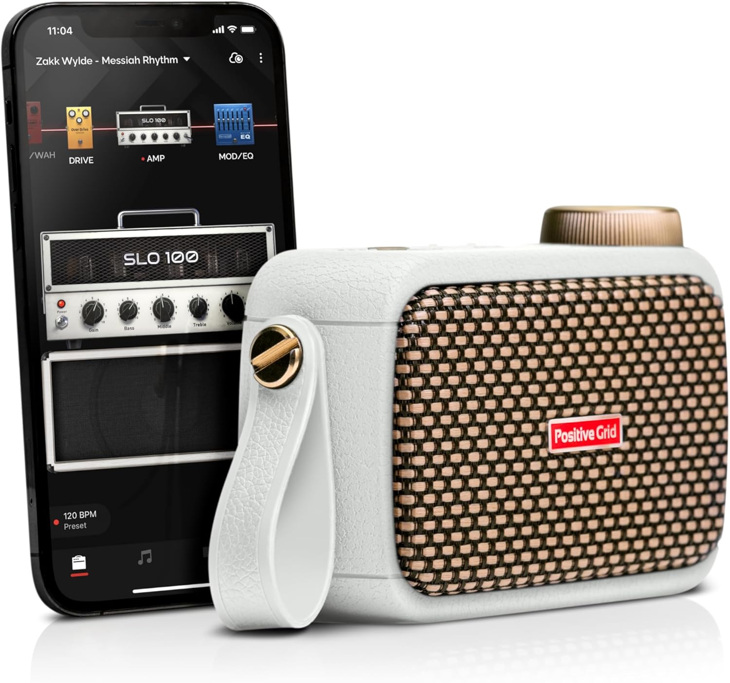 Positive Grid Spark GO 5W Ultra-Portable Smart Guitar Amp, Headphone Amp & Bluetooth Speaker with Smart App for Electric Guitar, Acoustic or Bass – Pearl