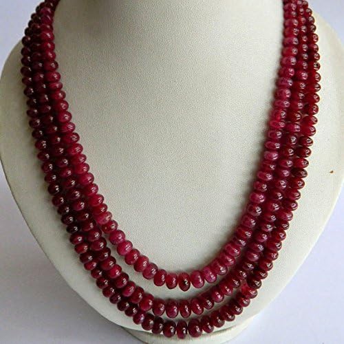 ruby necklace ruby jewelry glass filled ruby 3 strands 5mm to 9mm beads 12 inches to 15 inches each