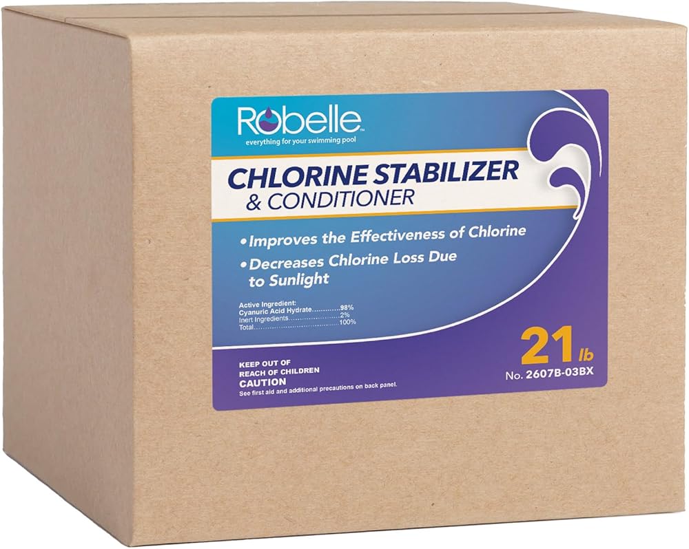 Robelle 21-Pounds Premium Chlorine Stabilizer and Conditioner, Concentrated Cyanuric Acid for Pools, Pool Stabilizer, Helps Chlorine Last Longer