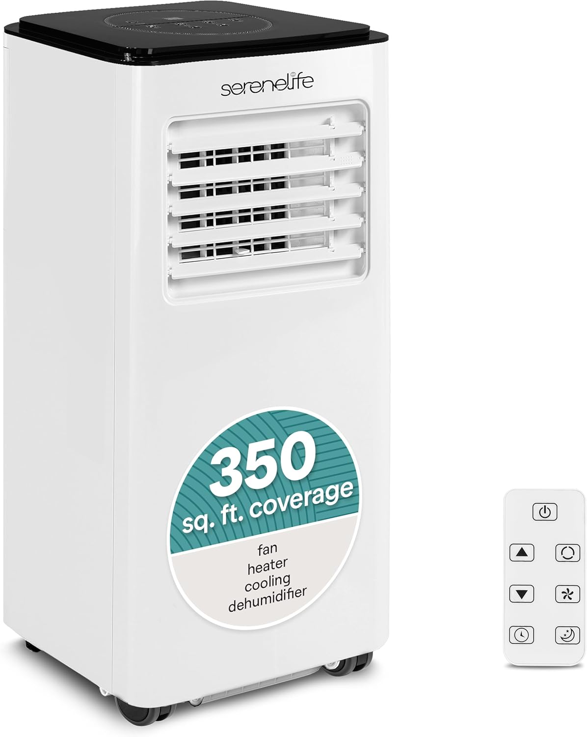 SereneLife 8000 BTU Portable Air Conditioner with Heat, Compact 4-in-1 Portable AC & Heater for Room Up to 350 Sq Ft with Dehumidifier & Fan Function, Remote Control, Window Mount Kit, 13