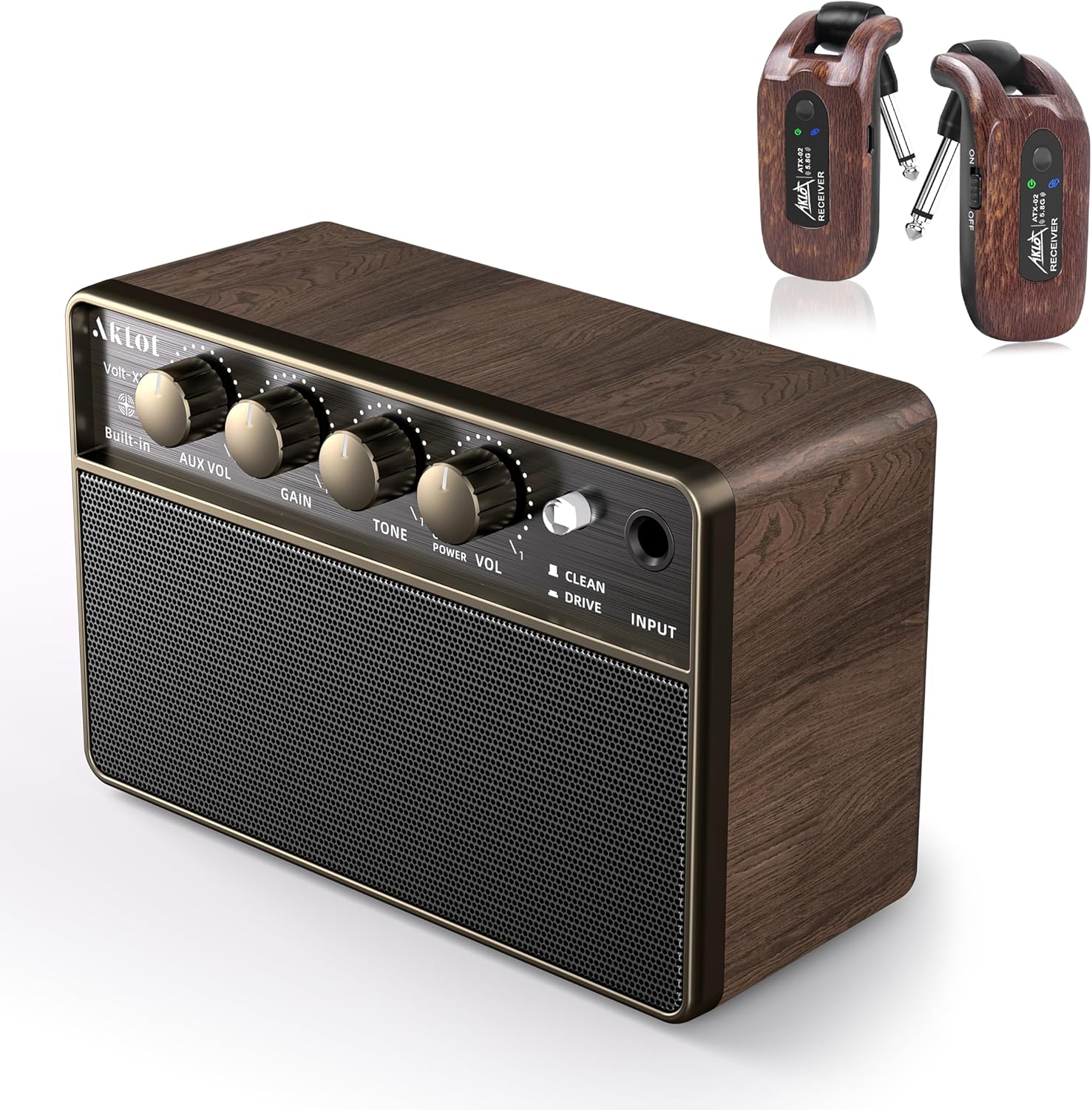 AKLOT Guitar Amp Portable Rechargeable with AKLOT Wireless Guitar System Transmitter Receiver