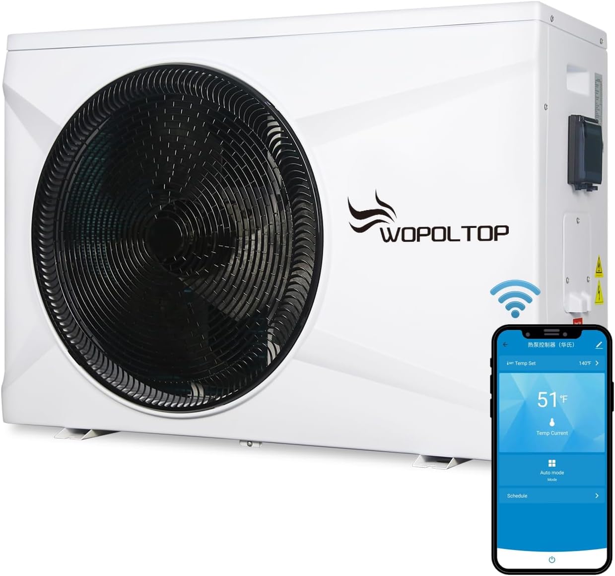 Full DC Inverter Pool Heat Pump 58,000 BTU for Swimming Pools, 17KW Electric Pool Heater with WiFi Smart Control via APP, Dual Function of Heating and Cooling, 220-240V, up to 14,000 Gallons