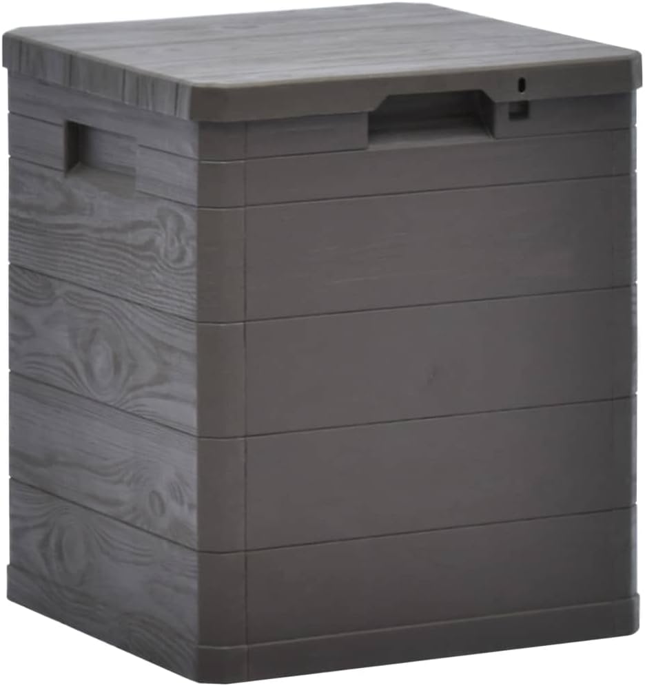 Storage Box Brown Plastic Medium Garden Storage Box Square Patio Deck Container Deck Chest for Balcony Patio