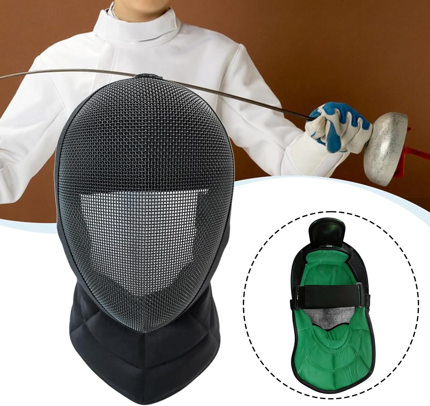 Generic Fencing Epee Coach Fencing Helmet Breathable Stabproof Comfortable Professional Face Cover Sports Accessories