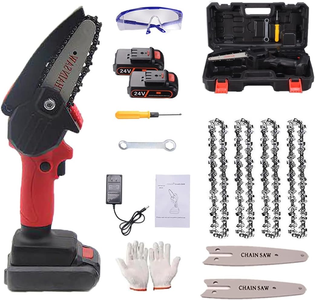 Mini Chainsaw, Cordless Chainsaw,Portable One-Handed Rechargeable Electric Chainsaw,4-Inch Battery Powered Cordless Chainsaw, for Tree Trimming Branch Wood Cutting