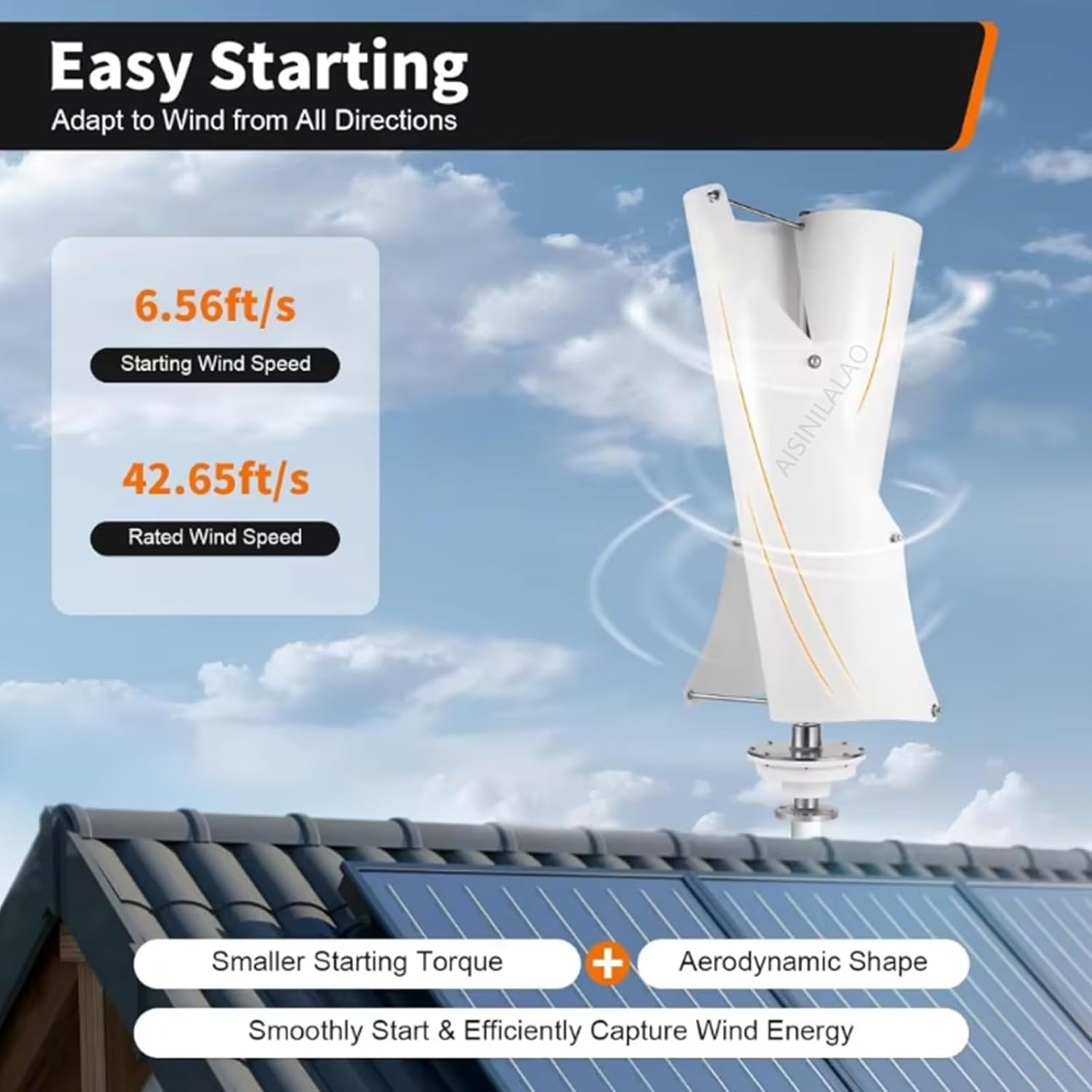 12V 24V 48V Vertical Wind Power Turbine Generator 5000W Low Noise Helix Wind Turbinewindmill for Home Farm with Mppt Charge Controller
