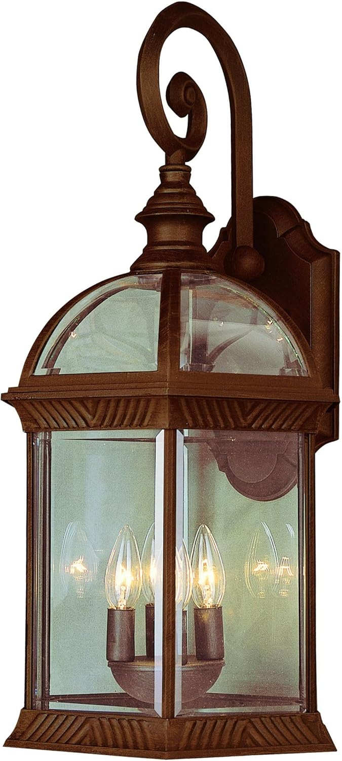 Trans Globe Lighting 44182 RT Wentworth Collection 12 Inch Four Light Outdoor Wall Lantern I in a Rust Finish I Traditional Style Light Fixture I