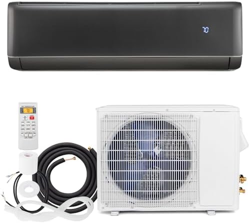 GLACER 12000 BTU Mini Split Air Conditioner & Heater, 21 SEER2 Inverter AC Unit Cools Up to 750 Sq. Ft, Wall-mounted Tubeless Split-System with Mounting Kit (Grey, 12000BTU, 208-230V)