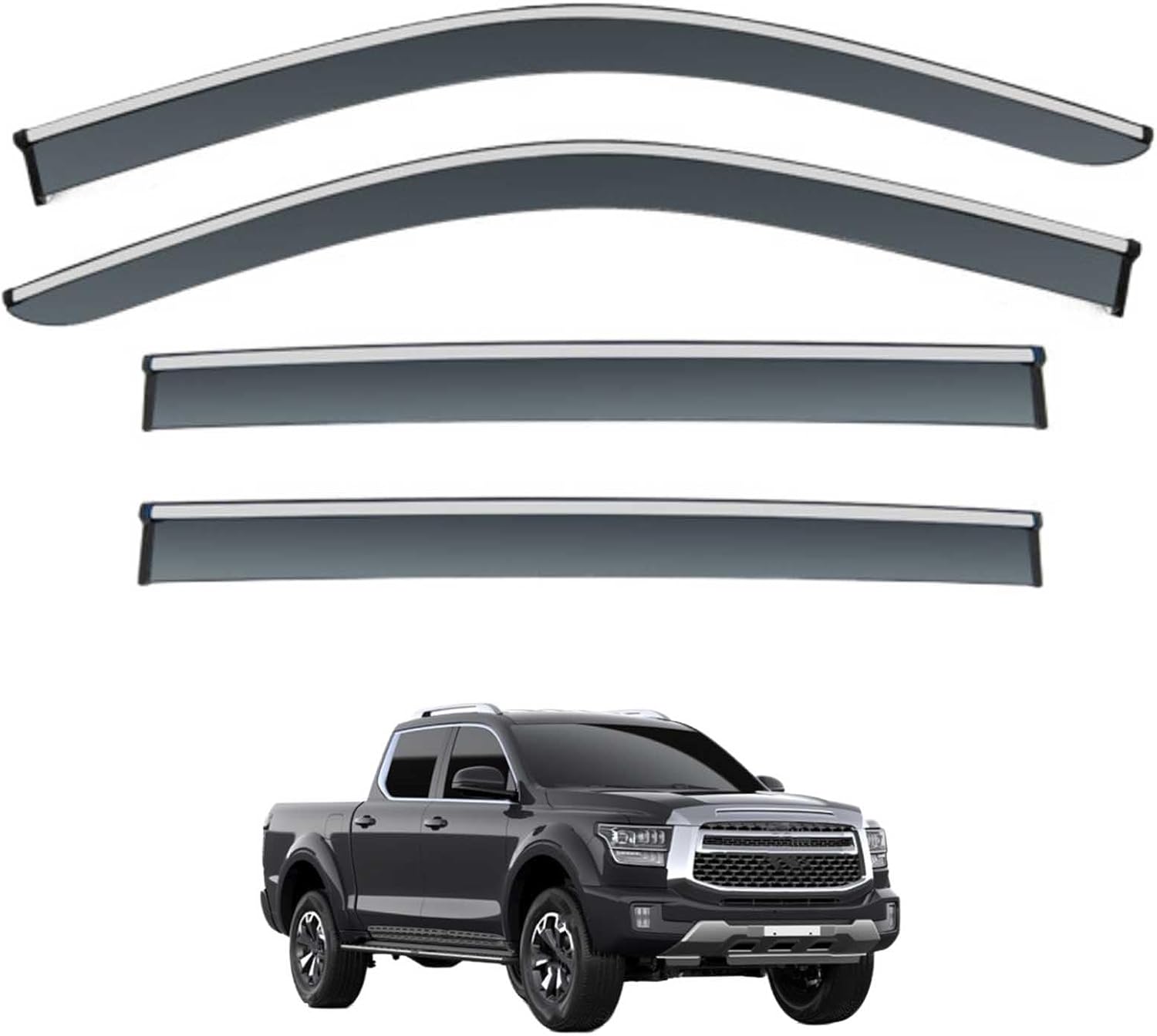 Window Deflectors for GWM Poer Sahar MK1 2024+, Sun Rain Guard Window Visors Vent Shades with Bright Stripes Car Accessories