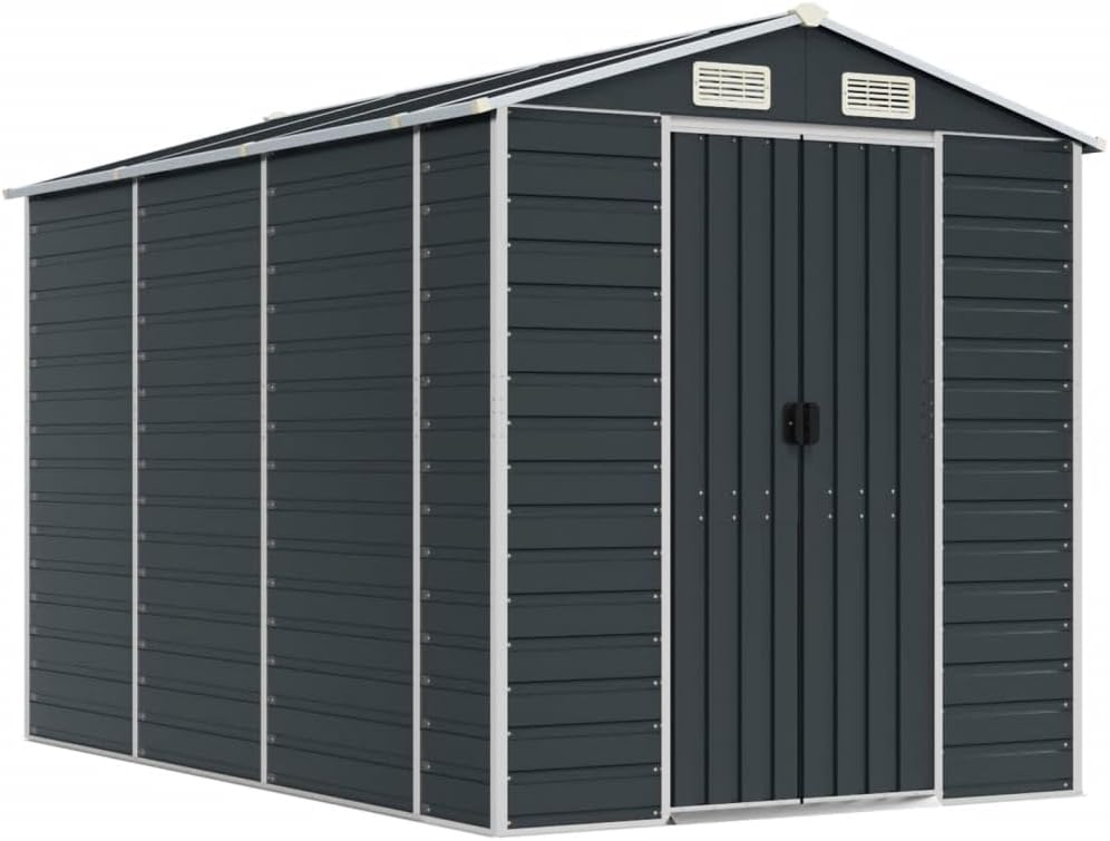 ❰vidaXL Anthracite Garden Shed - Spacious Galvanized Steel Outdoor Storage Unit - 75.2