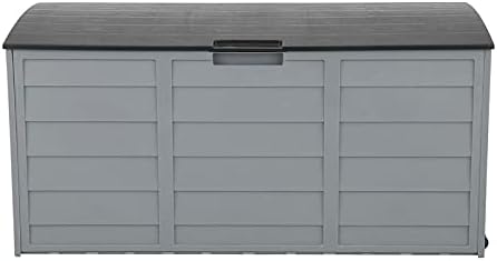 Unknown1 75 Gal Outdoor Garden Plastic Storage Box Grey Lockable