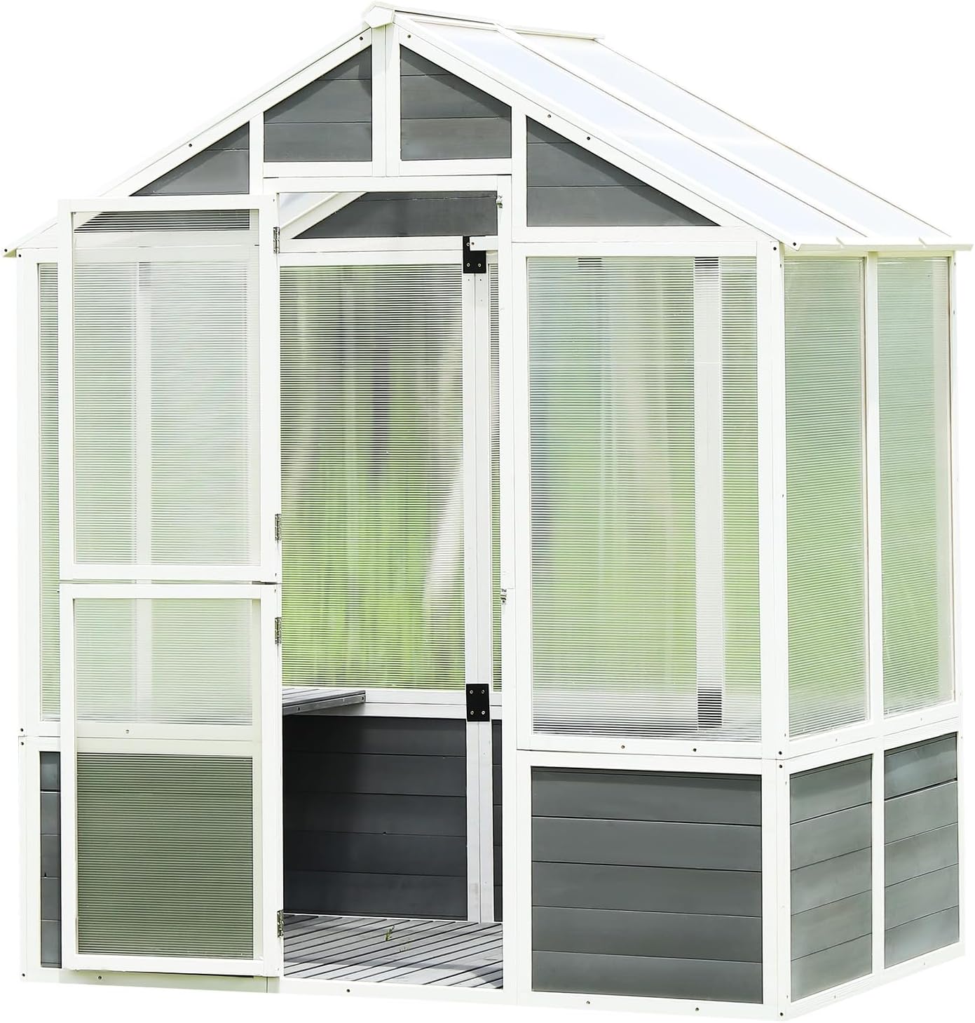 Garden Shed with Greenhouse Function: 48.43''w, Convenient Installation Outdoor Polycarbonate Greenhouse: 86.22''h, Withstand Various Weather Conditions