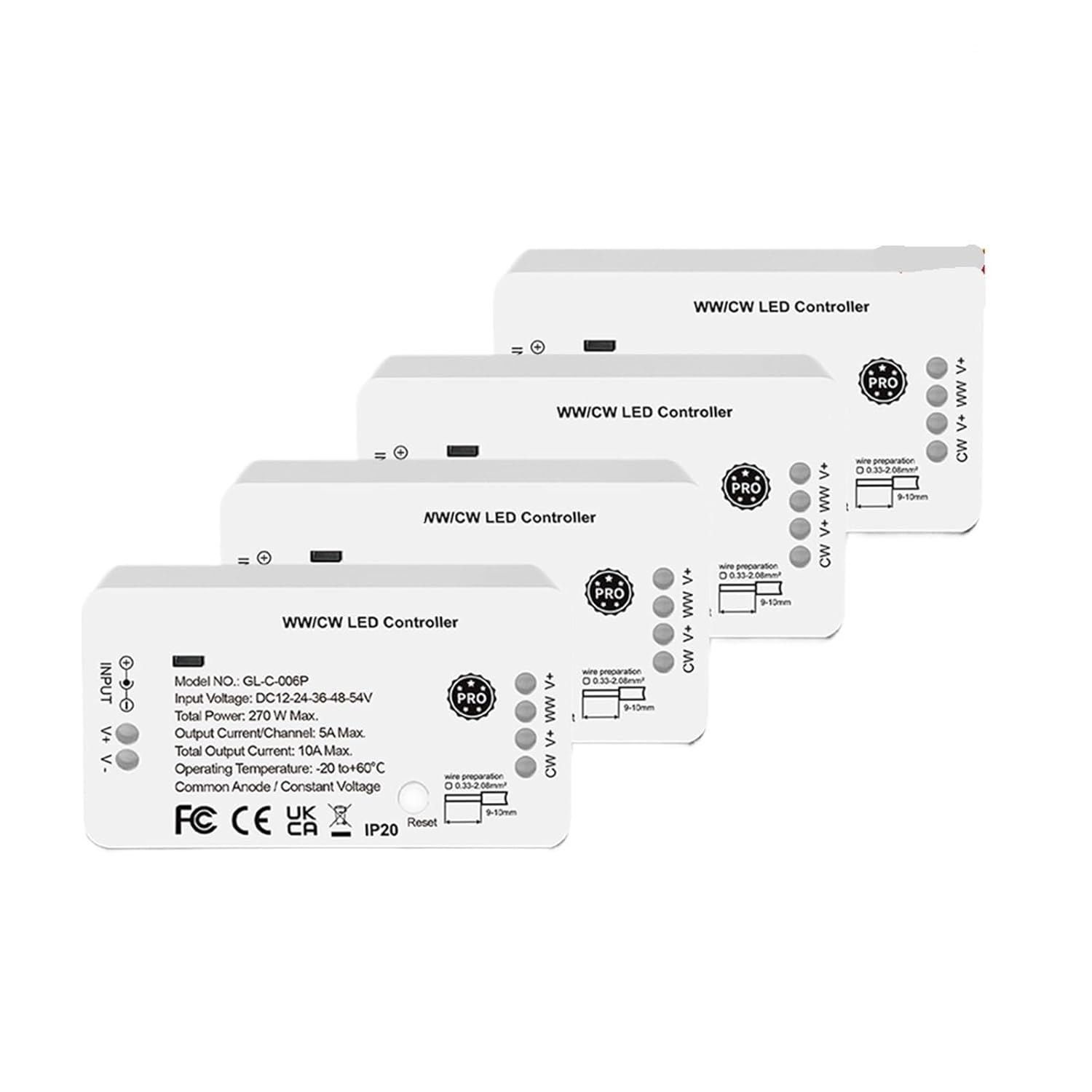 3.0 Pro WW/CW LED Light Strip Controller DC 12-54V(4PCS Pro WWCW)