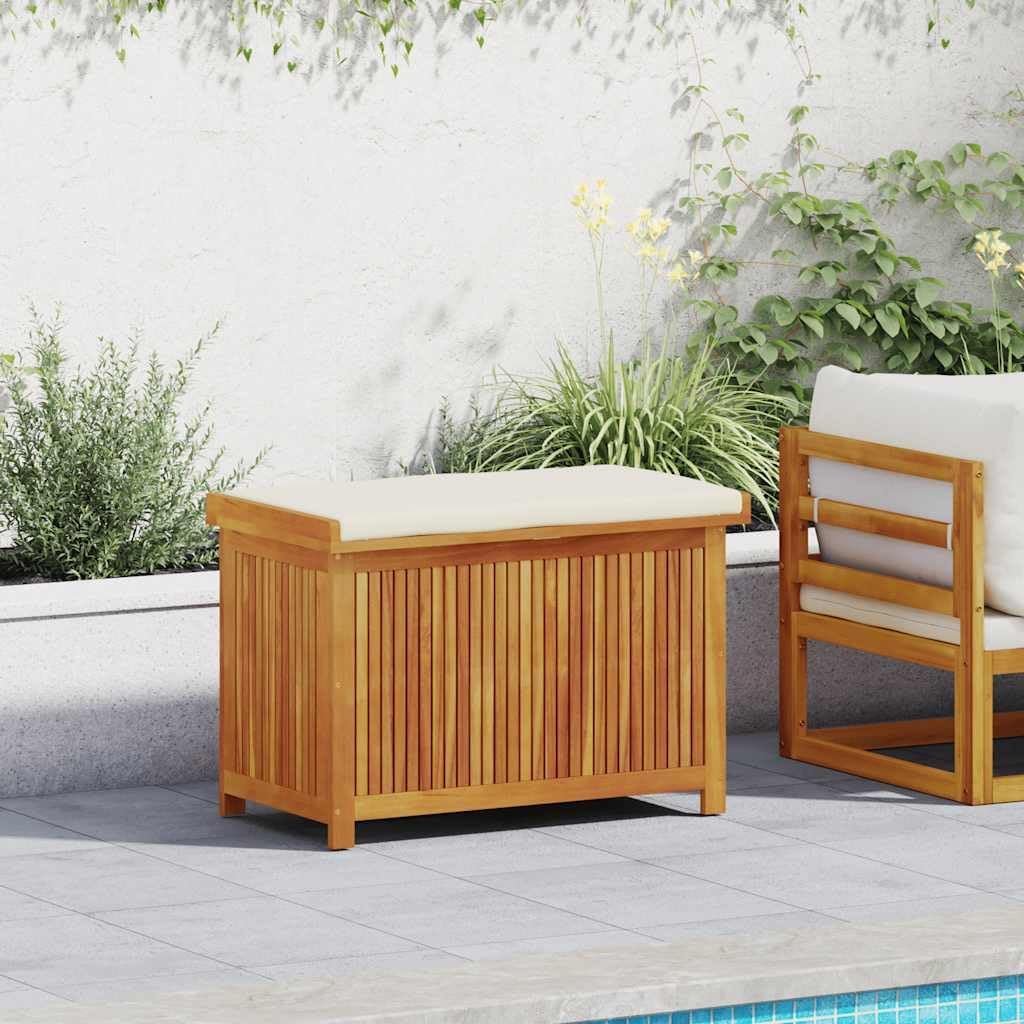 Cushion Box Wood Natural Solid Acacia wood Medium Cushion Box Patio Storage Chest Patio Deck Container for Deck Garden
