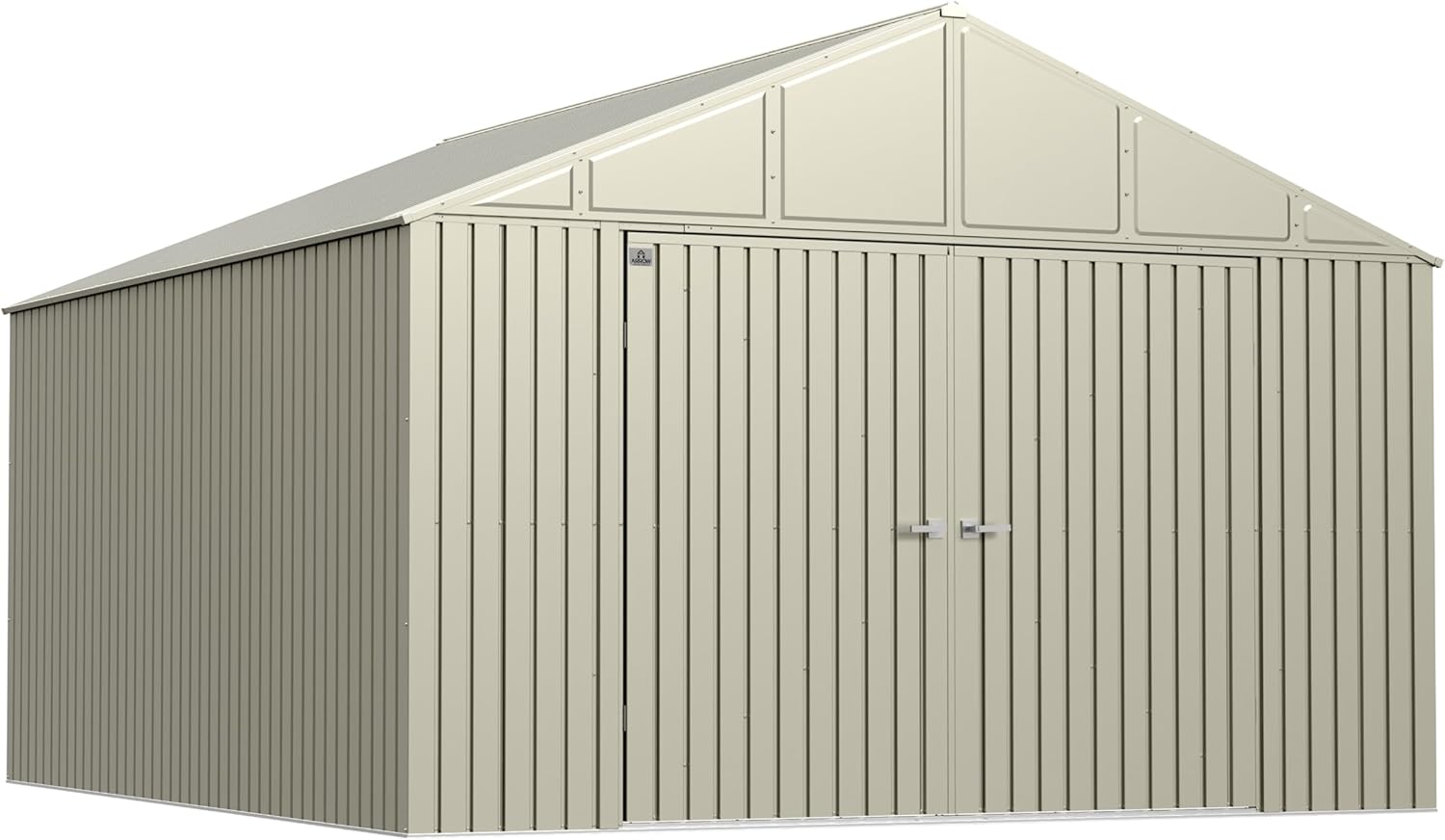 Arrow Shed Elite 12' x 14' Tall Outdoor Steel Storage Shed with High Gable and Lockable Doors Storage Building, Cool Grey
