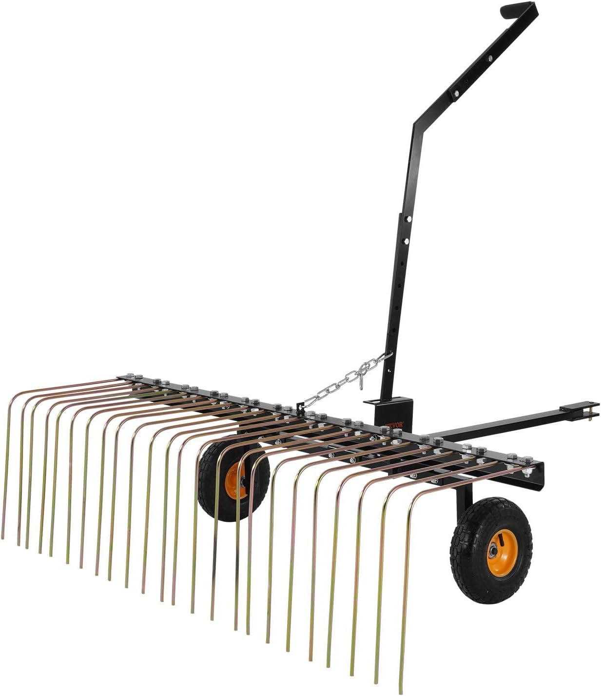 40inch Tow Behind Dethatcher,Lawn Sweeper Garden Grass Tractor Rake Removes Thatch from Large Lawns, Riding Lawn Mower Attachments for Outdoor Yard Tools Lawn Care (Natural)