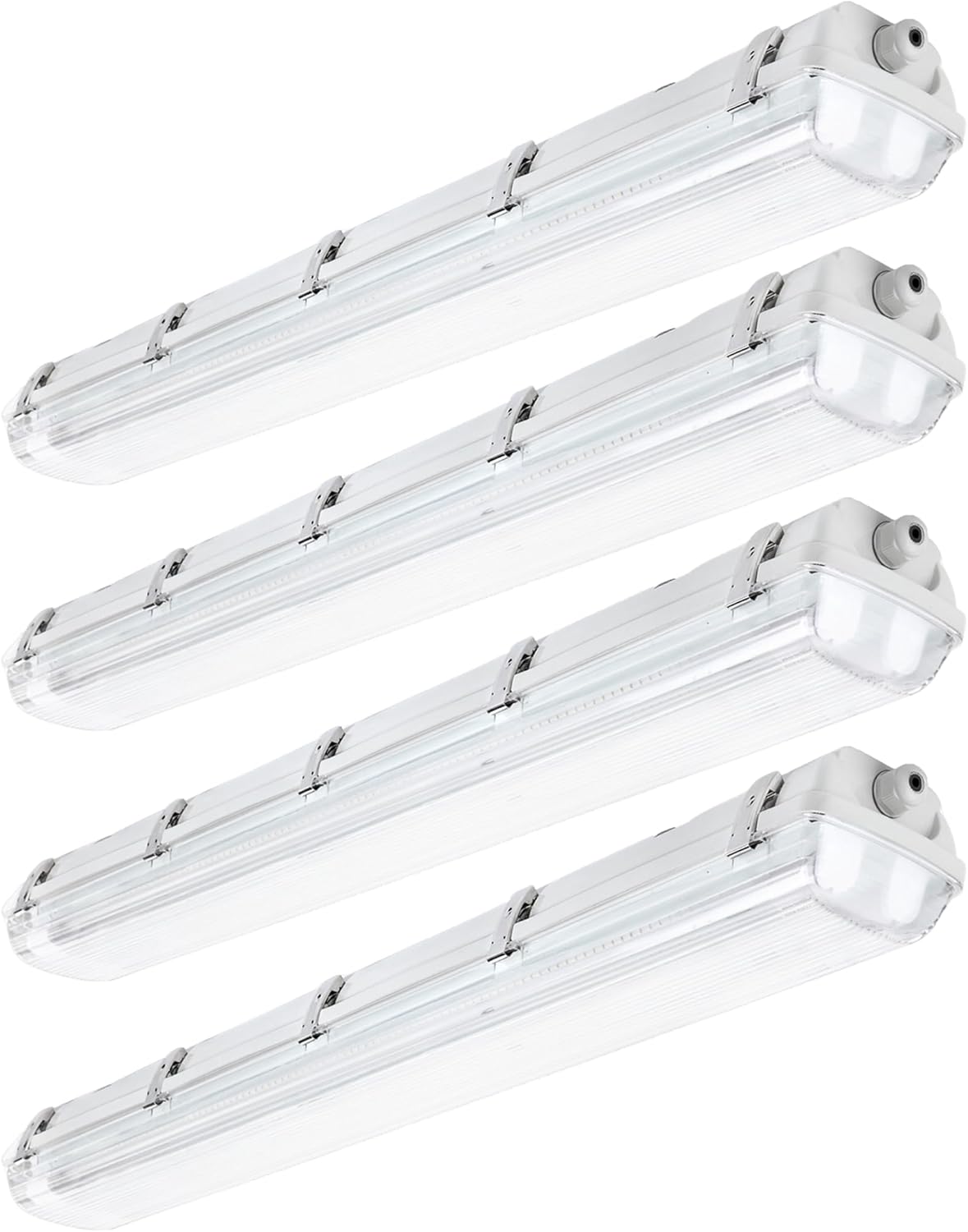 BRILLIHOOD LED Vapor Proof 4ft Light Fixture, 36 Watt, 4000lm, 6000K (Bright White), Clear Cover, IP65 Waterproof 4' Long Overhead Shop Light, Indoor Outdoor Lighting, 4-Pack