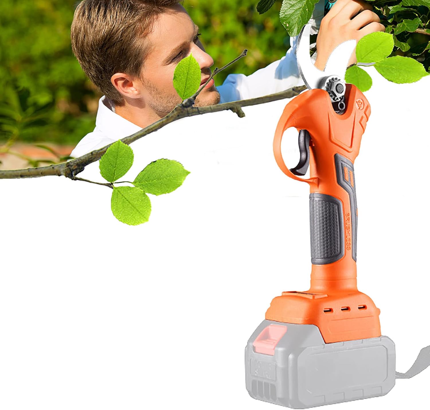 Power Tool Branch Cutter Electric Cordless Pruning Shears, Electric Garden Shears Electric Scissors, 4 Gear Garden Fruit Tree Pruning, Secateurs 0~30mm for Garden/Patio Set3 yellow2