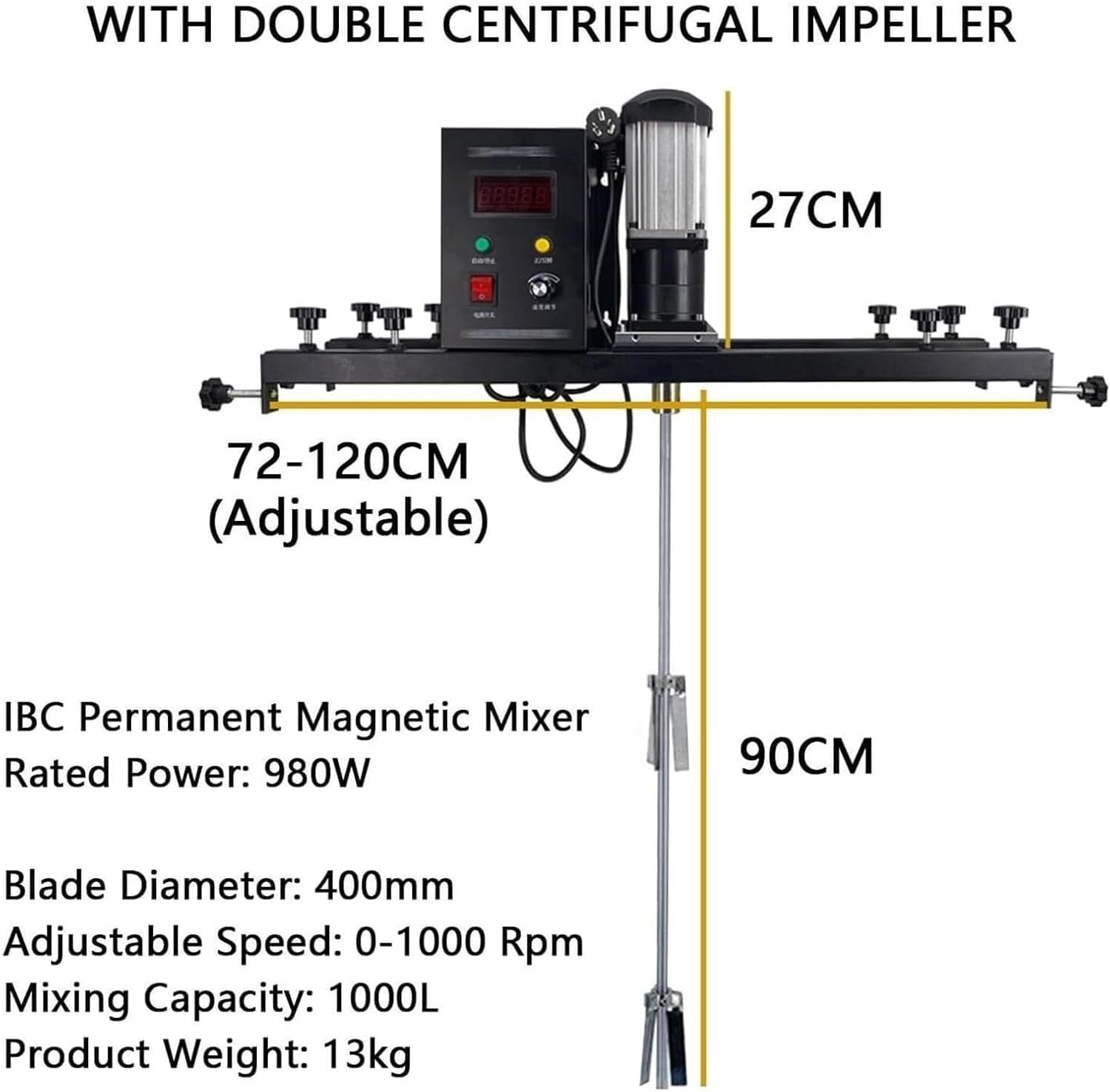 IBC Air Agitator, Electric Tank Mixer Machine, 0-1000rpm, Bracket Mixer, Paint Stirring Machine Bracket Air Agitator Paint Mix Tool(