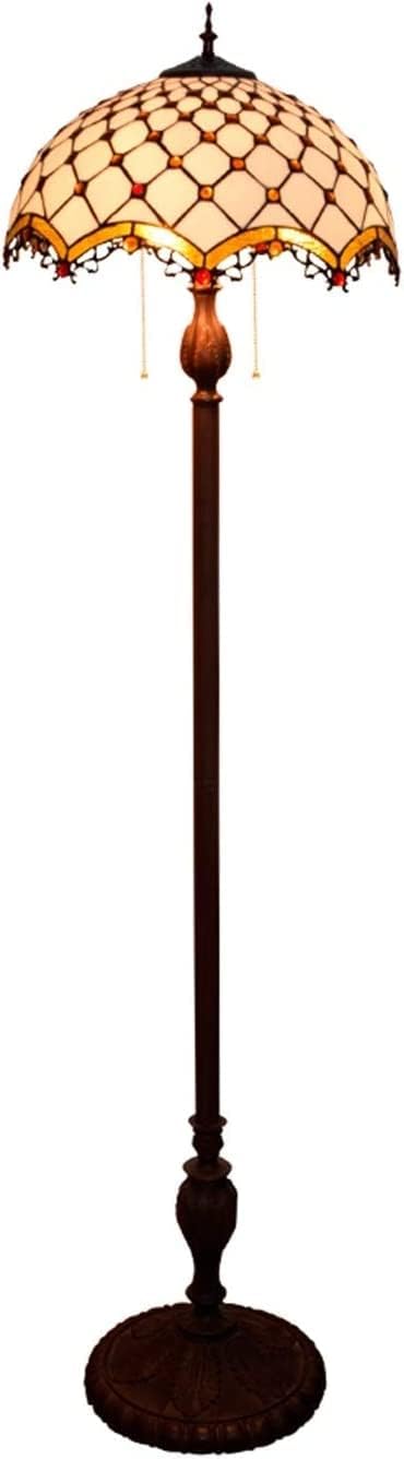 Tiffany-Style Floor Lamp Standlamp 16-Inch Tiffany-Style Luxurious Floor Lamp Orange Gem Stained Glass Simple Series Floor Lamp for Study Bedroom Room Decoration