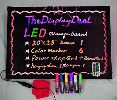 LED Illuminated Erasable Message Writing Board with Floor Stand Stainless Steel Rack, Marker Set and Other Accessories (24