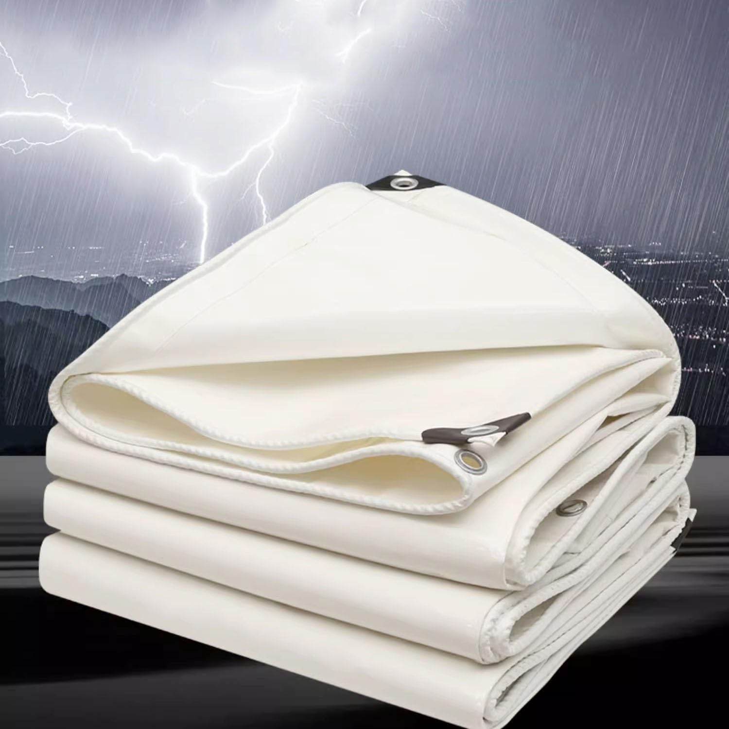 White Tarps Tarpaulin Tarp Cover Waterproof for Patio Pergola Garden Canopy Pavilion Outdoor Rainproof Anti-Tear Tarp with Grommets 79x39-394x787in(394x590in)