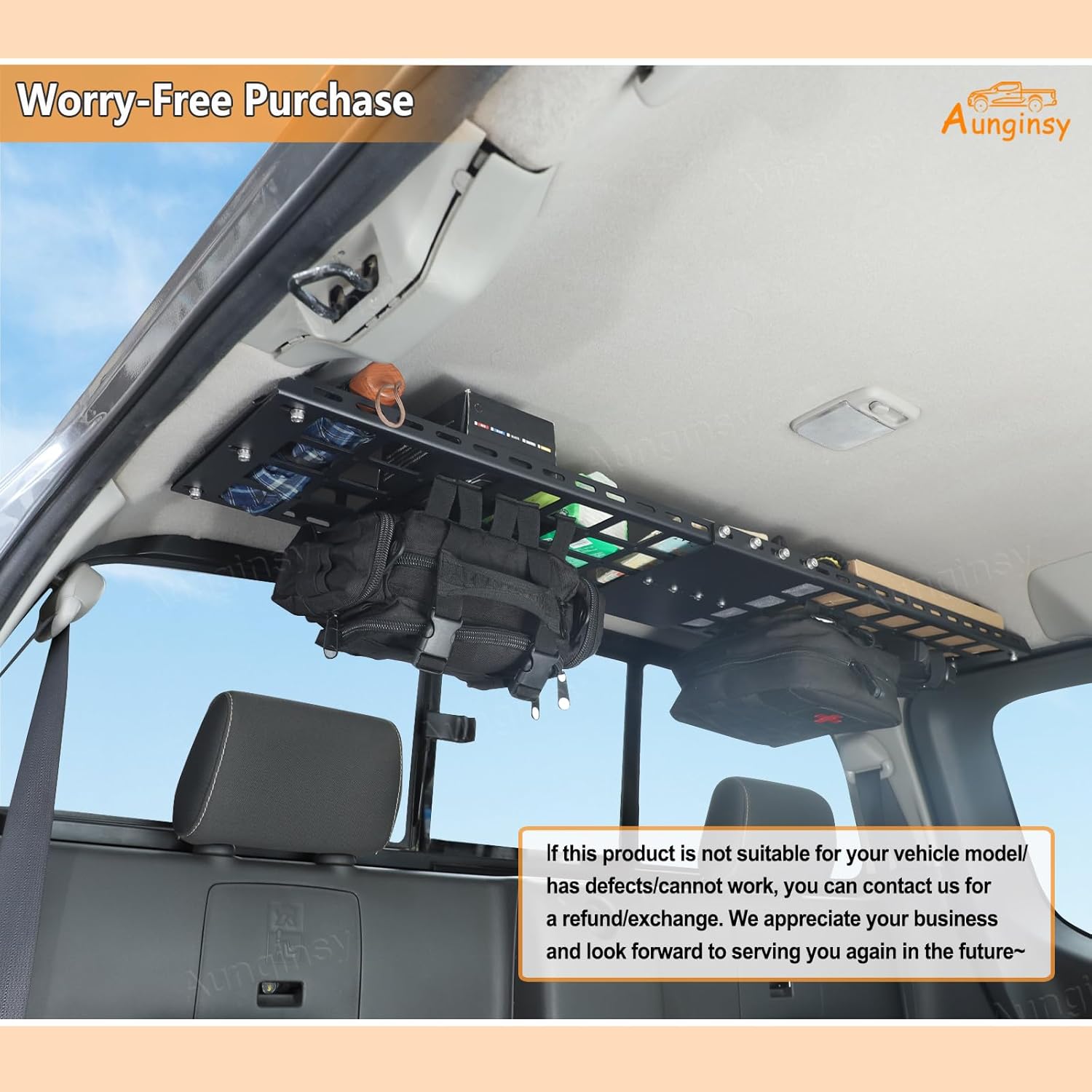 Car Interior Rear Trunk Cargo Rack Basket Tray Compatible with Nissan Frontier 2009-2017 Modular Storage Luggage Carrier Roof Overhead Molle Panel System Shelf Rack Trunk Hanging Organizer Accessories