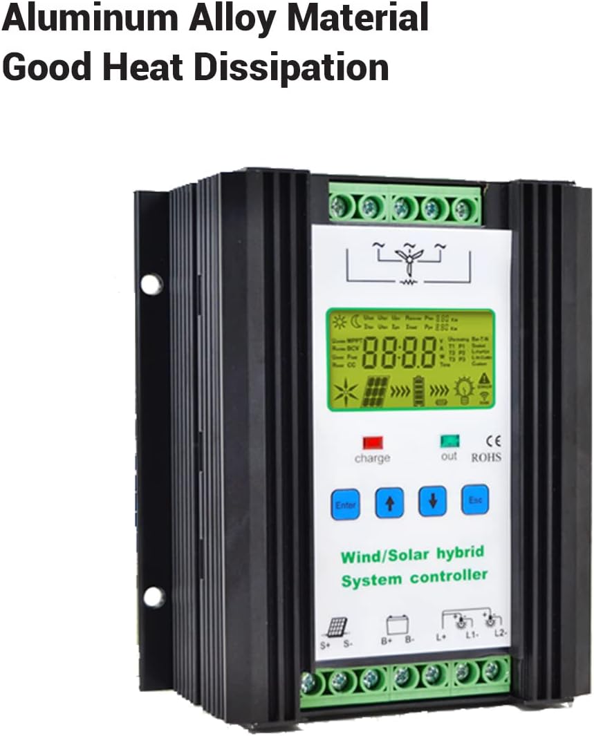 1000W Wind Solar Hybrid Charge Controller PWM 600W Wind + 400W Solar Boost Charge Technology Digital Intelligent Regulator with LCD Display