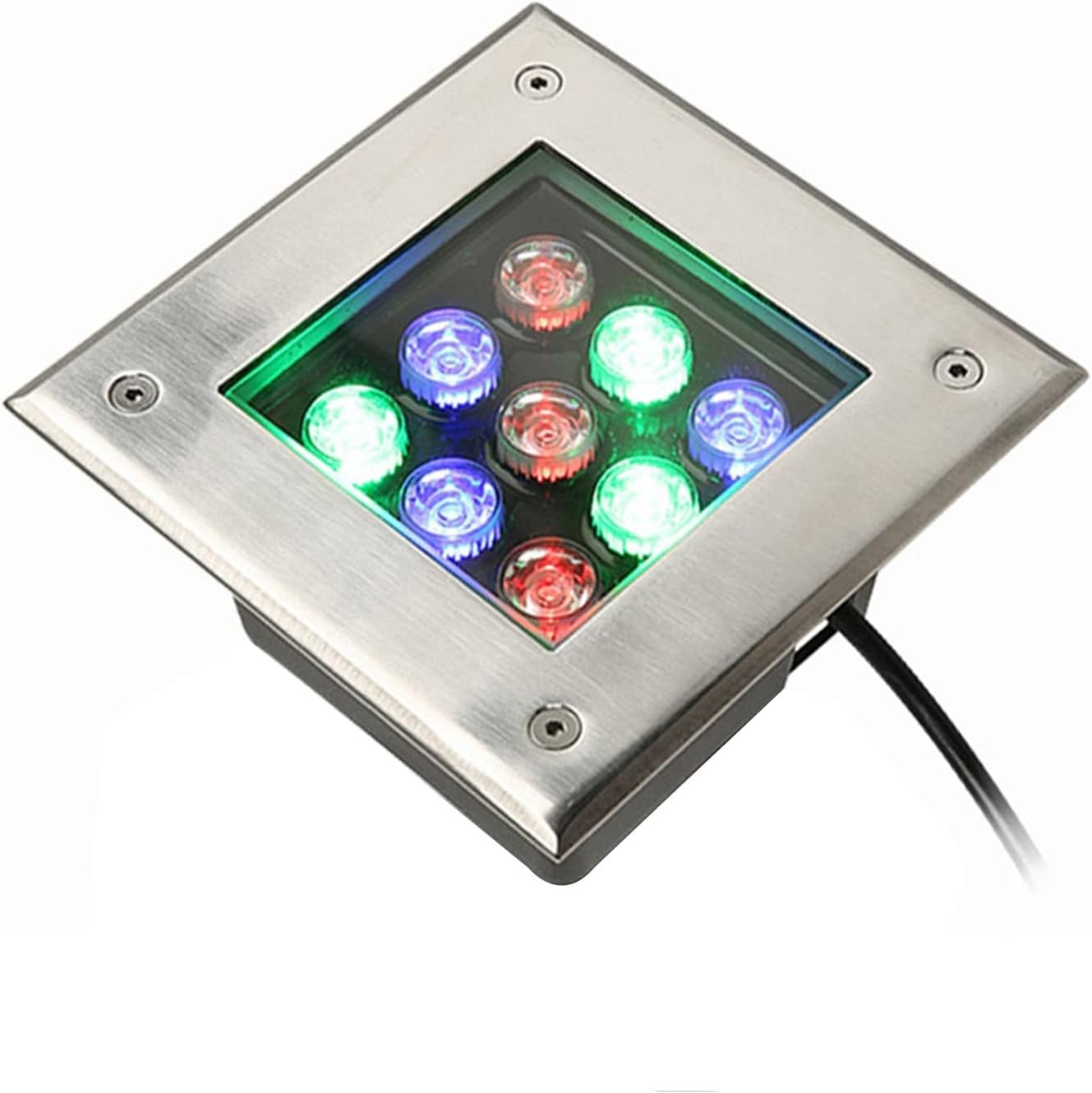 LED Underground Light RGB Square Buried Lamps Waterproof IP66 Low Voltage Recessed Buried Ground Lights for Garden Driveway Deck Step Landscape Lighting (Color : RGB, Size : 36W-DC24V)