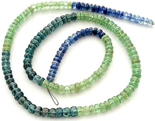 13 inch natural beads strand of 3-4mm faceted rondelle shaded kyanite gemstone beads for DIY jewelry - necklace, bracelet, earring, ring.