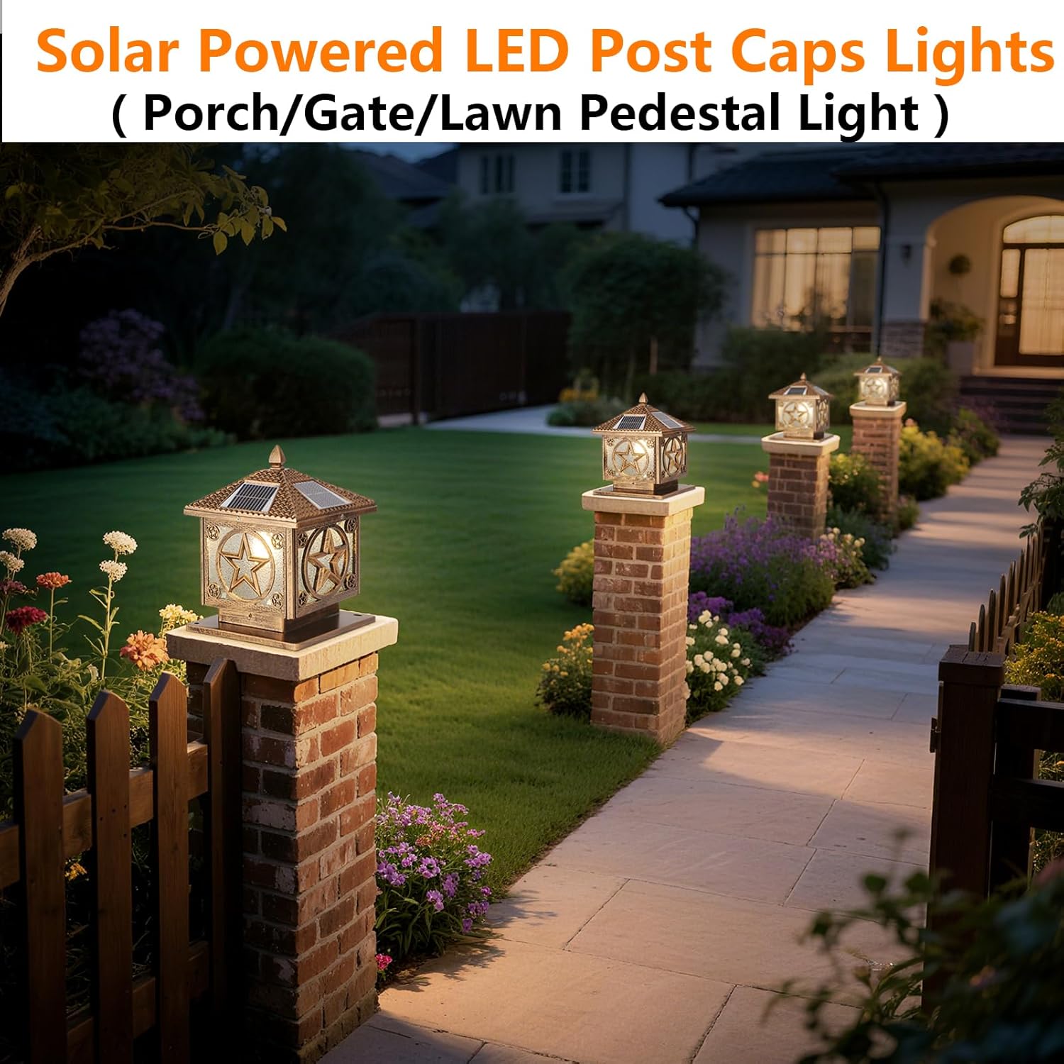 SLAWA Outdoor Solar Post Cap Light 9.8In Bronze Column Lights Square Waterproof Landscape Lighting with Remote Pillar Lamps Fence Deck Cap Light Solar Power Lantern Porch Mailbox Lawn Porch Fixture