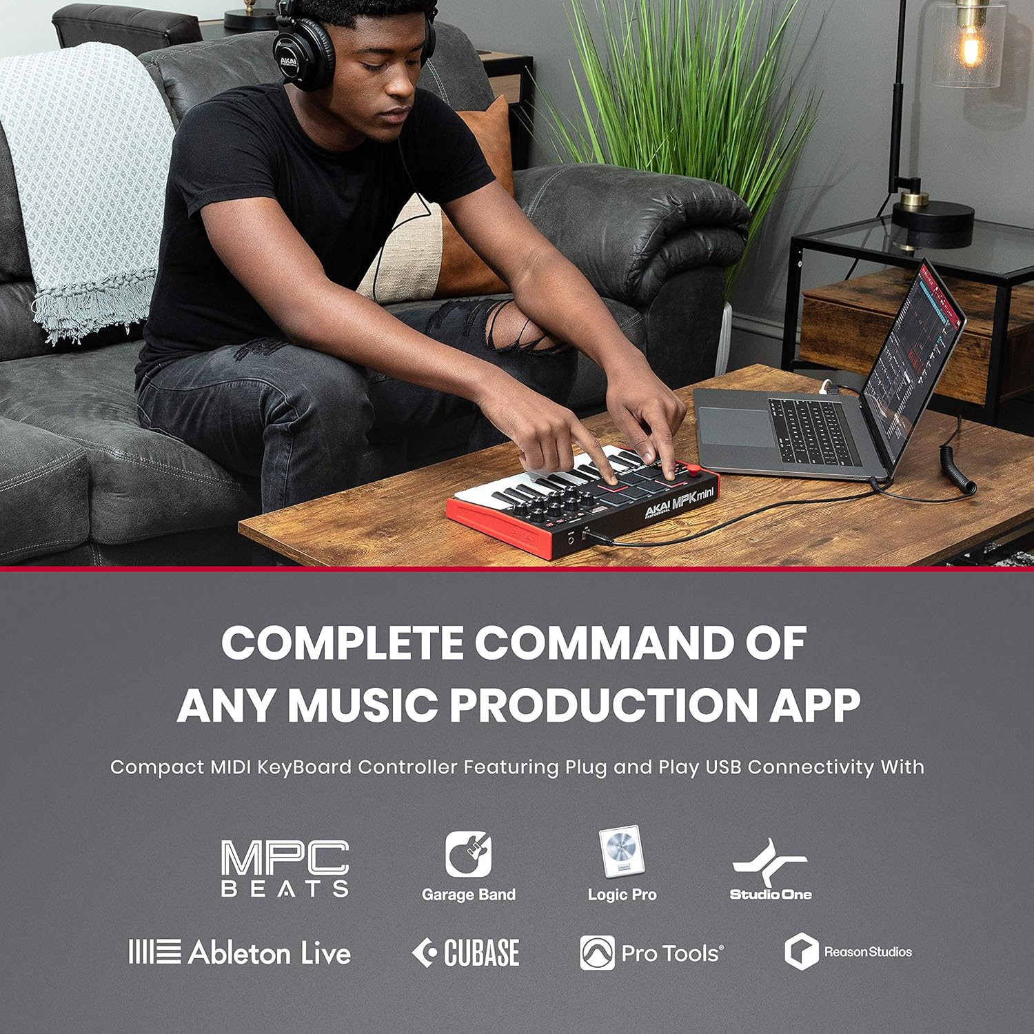 Akai MPK Mini MK3 MIDI Keyboard Controller + M-Audio SP2 Sustain Pedal, with MPC Beats and Software Suite – Beat Maker Bundle