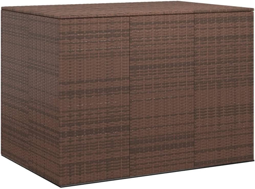 Outdoor Storage Box Brown 57.1 x 39.4 x 40.6 Inches Rectangular Deck Box with Zipper Closure for Patio Garden and Balcony Storage