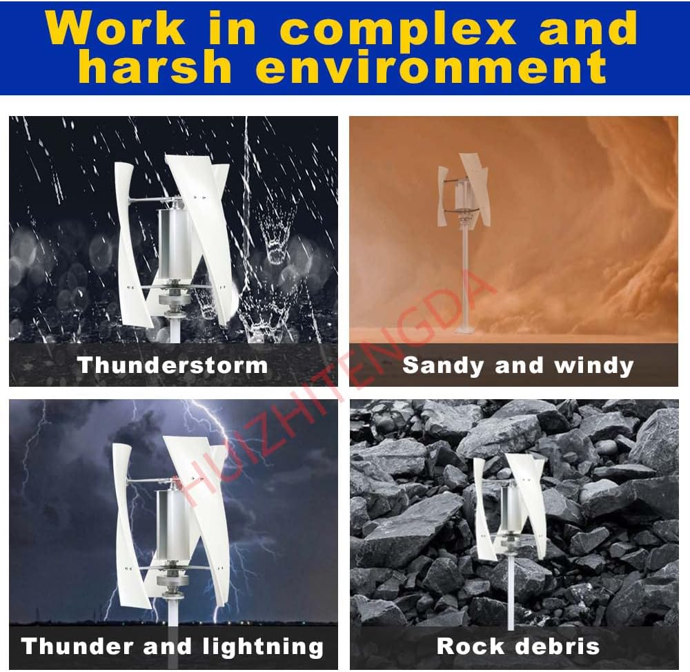 Wind Turbine Generator Kit, 4000W 12V 24V 48V Vertical Wind Power Turbine W/Controller No Noise for Outdoor Courtyard Use and Wind Turbine Systems