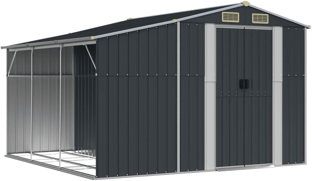vidaXL Garden Shed, Metal Outdoor Storage Shed, Modern Garden Storage Tool Shed for Backyard Patio, Shed House, Anthracite Galvanized Steel