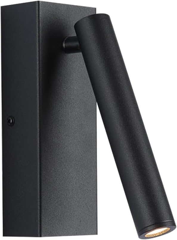 LED Wall Sconce Reading Wall Lamp for Bedside, Modern 3W Wall Mounted Reading Light Angle Adjustable Indoor Spotlights, Bedroom Office Wall Lighting Fixture, Black