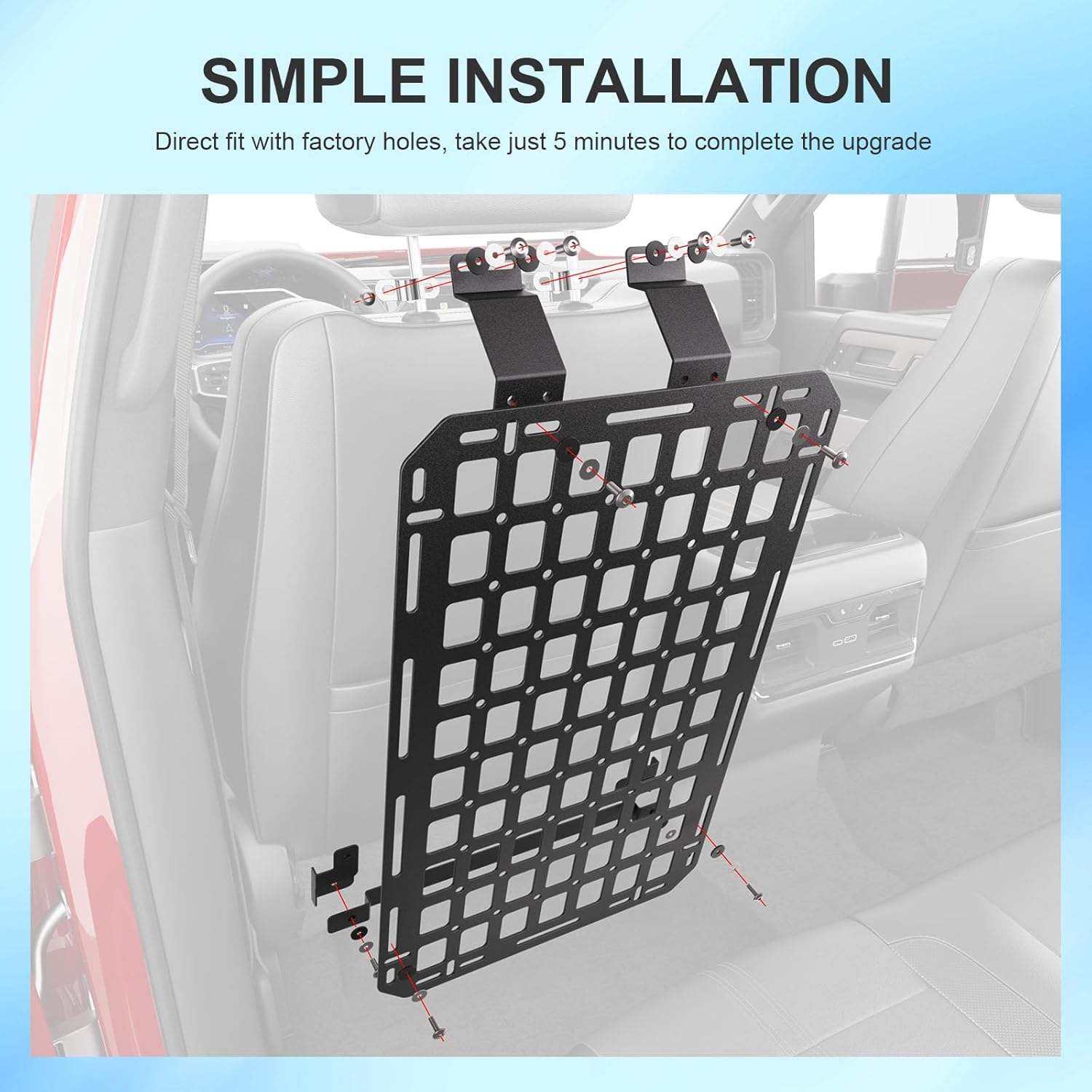 2PCS Seat Back Molle Panel Compatible with 2019-2025 Chevy Silverado GMC Sierra 1500 Seat Back Organizers Molle Tactical Truck Organizer Replacement for 2019-2025 Chevy Silverado Accessories