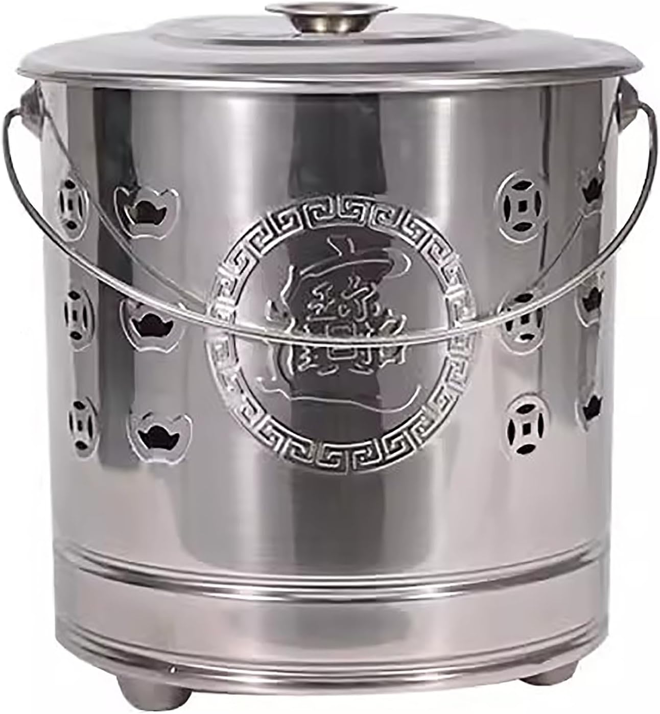 Stainless Steel incinerator, fire Pit, Burn Barrel for Outside, with Lid and Handle, for Paper, Leaf, Trash(Large)