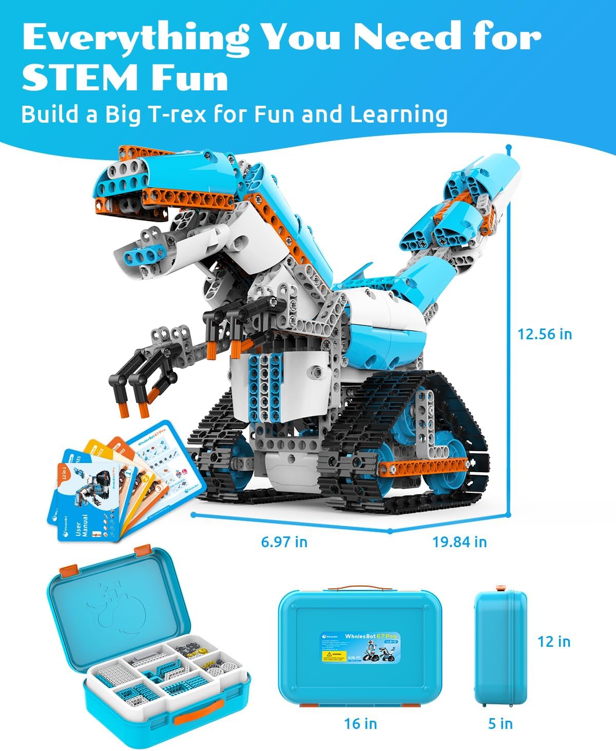 WhalesBot E7 Pro Coding & Remote Control Robot Kit for Kids 8+, Scratch & Modular Programming, Educational Engineering Science Toy Set with Smart Controller/Sensors/Motors for Kids Ages 8-12, 12-16