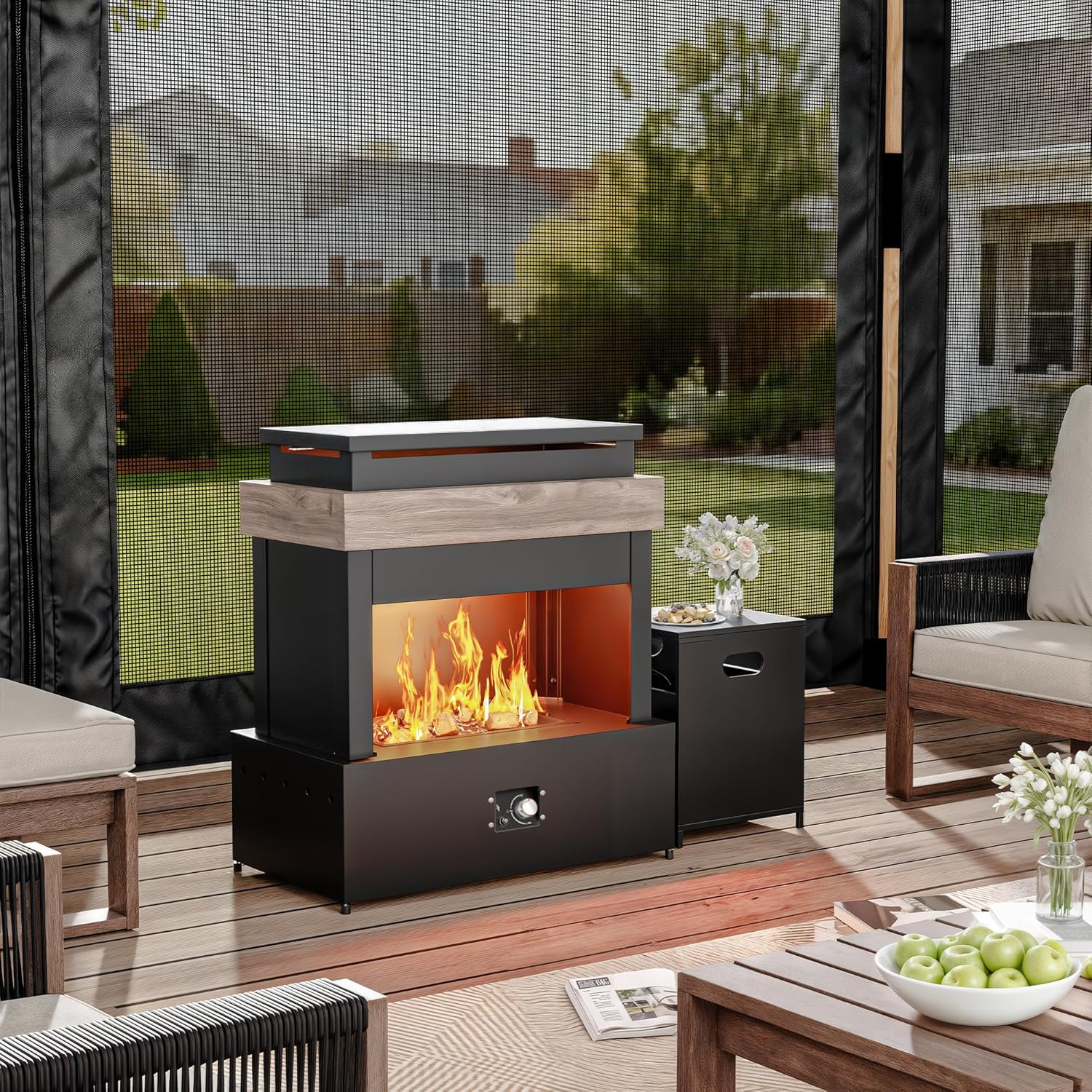 50,000 BTU Outdoor Propane Fireplace, 35