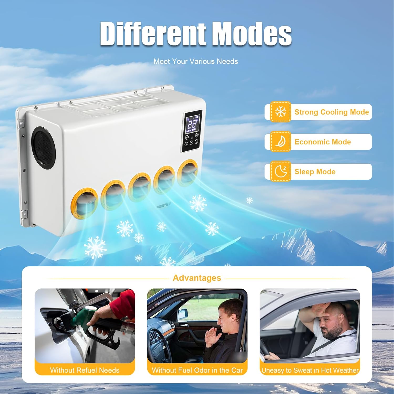 Truck Cab Air Conditioner 12V Air Conditioner 6800BTU A/C Unit RV Camper Accessories 2000W Cooling Power Fast Cooling Portable Air Conditioners for Trucks, RVs, Direct Replacement | US STOCK