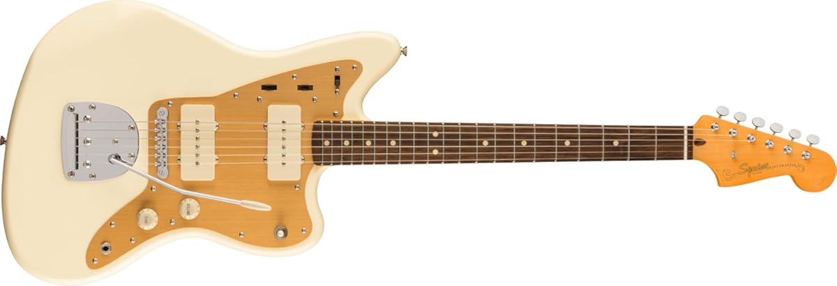 Squier J Mascis Jazzmaster Electric Guitar, with 2-Year Warranty, Vintage White, Laurel Fingerboard