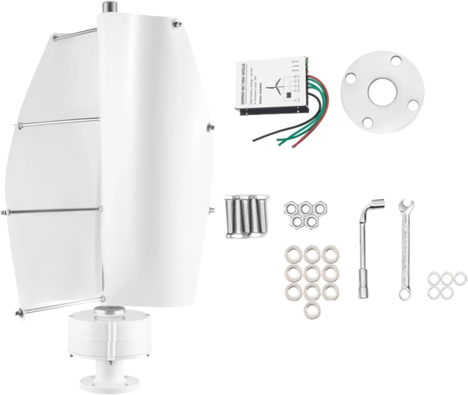 Wind Turbine, 12V 100W Vertical Axis Wind Turbine Wind Turbine Generator Kit Wind Turbine with Controller 42.65ft/ s Speed, Wind Turbine Wind Turbine Power Generation (White)