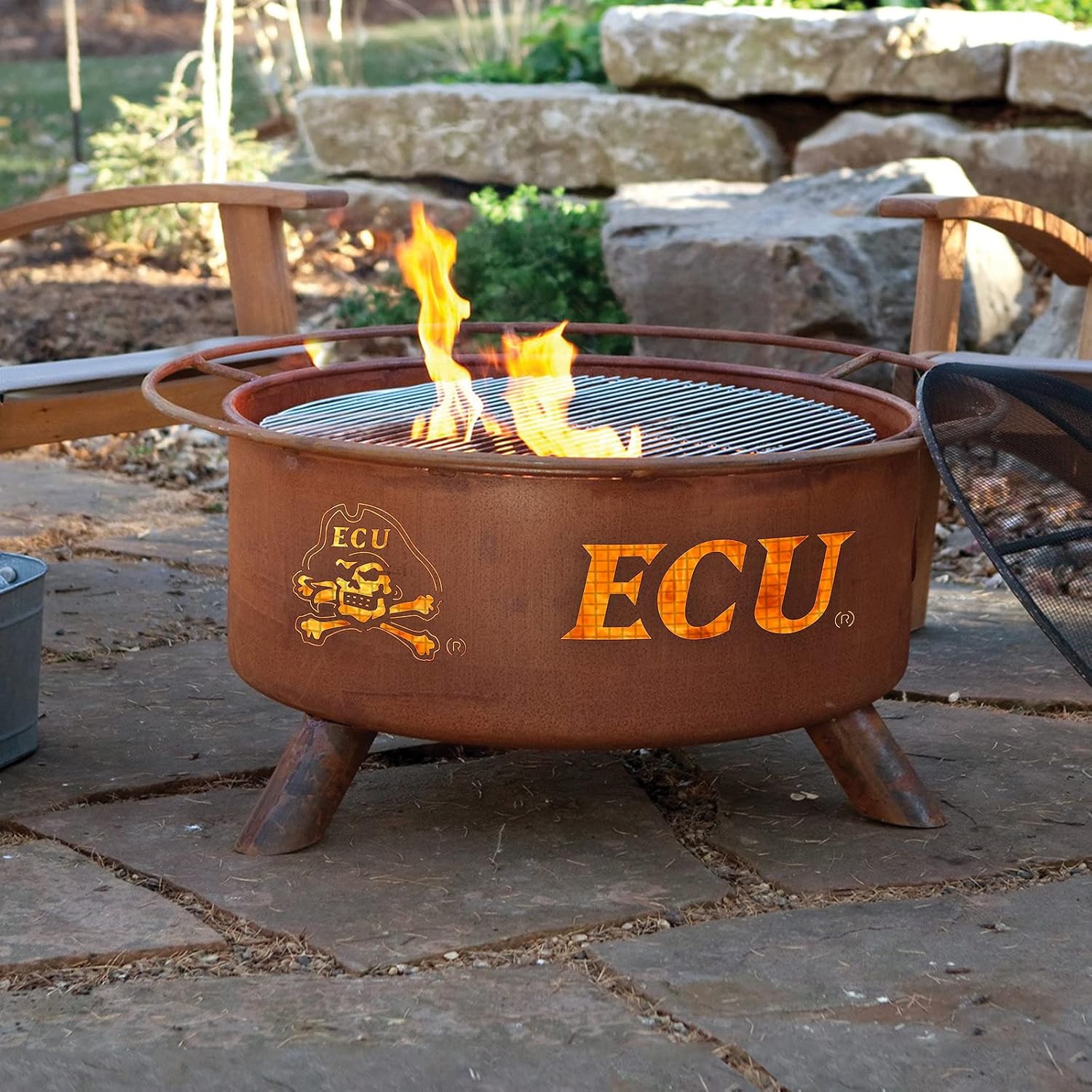 Patina Products F438 East Carolina Steel Outdoor Fire Pit - 24 x 24 x 11 inch - Natural Rust Patina Finish