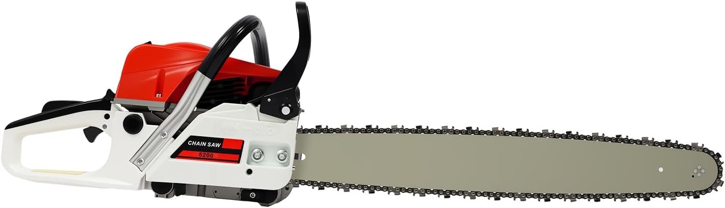 52CC Gasoline Chainsaw 22 Inch Handheld Cordless Petrol Chain Saw 2KW 2 Stroke Gasoline Powered Chainsaw Set for Forest Wood Garden and Farm Tree Cutting