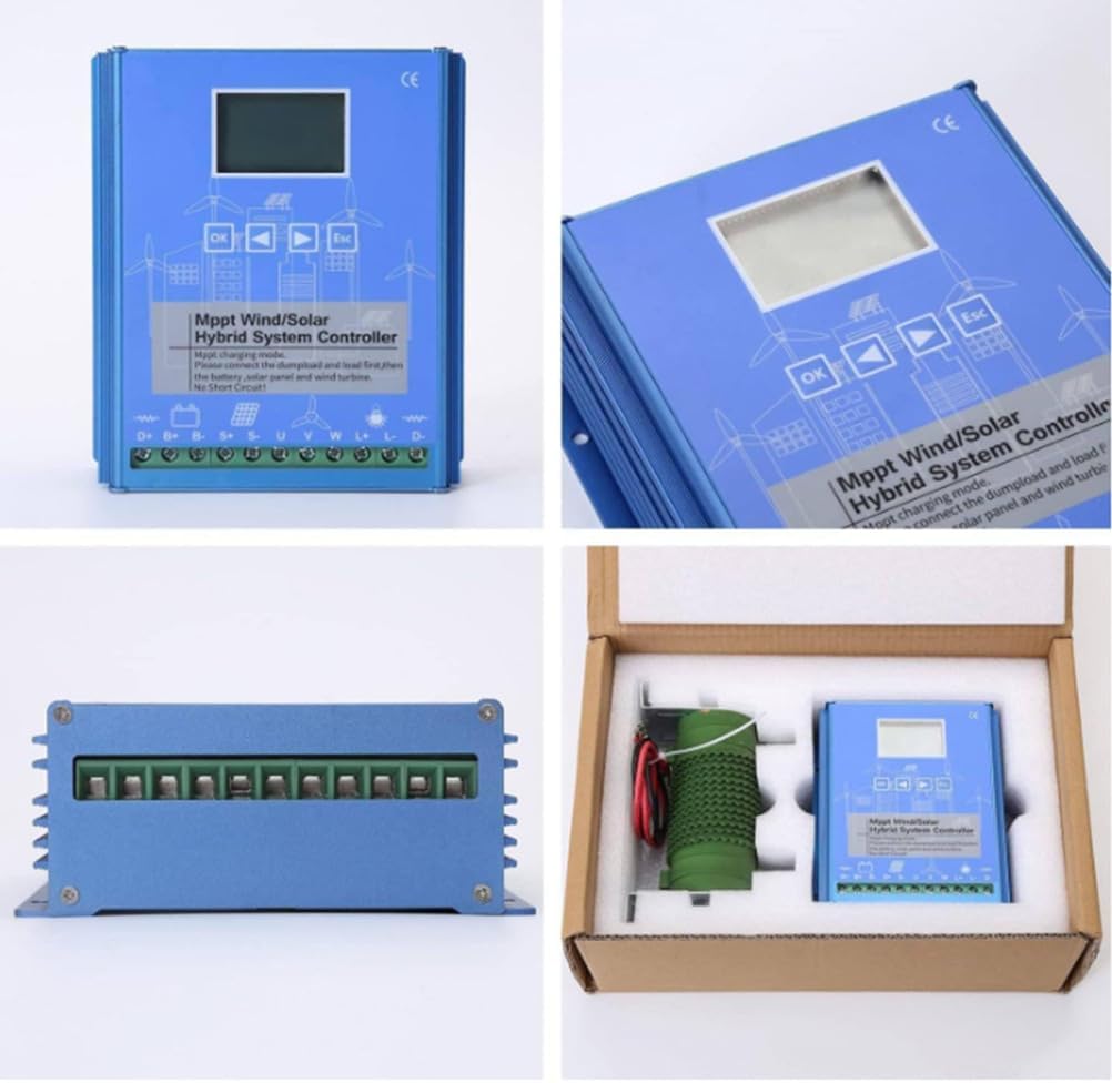Wind Solar Hybrid Charge Controller, 8000W Wind and Solar Charge Controller, Auto 12V 24V 48V Battery Off Grid Controller MPPT 4000W Wind Turbine, 4000W Solar Panel,12V