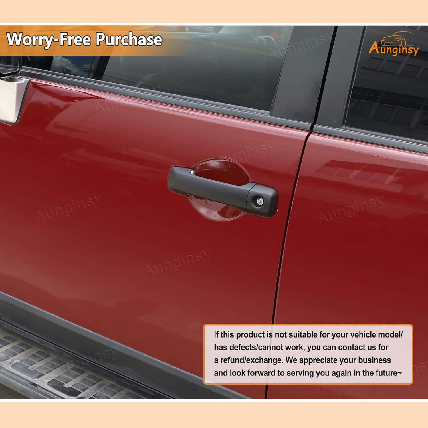 Aunginsy Rear View Mirror Cover Cap & Exterior Door Handle Protector Cover Kit Compatible with Toyota FJ Cruiser 2007-2021 Side Door Rearview Mirror Outer Door Handles Trim Decorative ABS Accessories