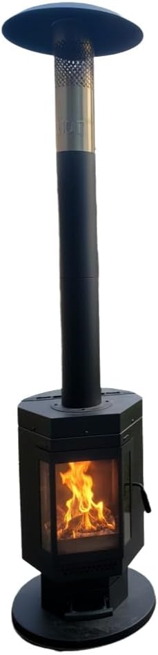 ONLYFIRE OUTDOOR LIVING Wood Pellets Patio Fire Pit, Heavy Duty Firepit with Glass Window, Outdoor Fireplace for Patio, Backyard, Garden, FP058