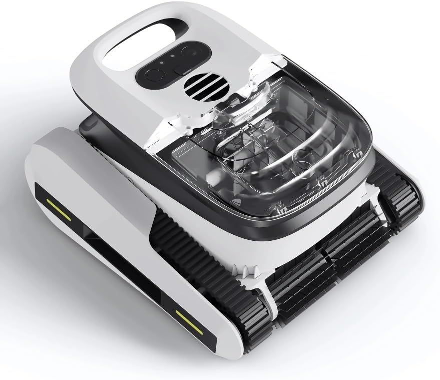 Generic Intelligent Robotic Pool Vacuum Cordless, Long-Lasting, with Sonar Path Planning, White